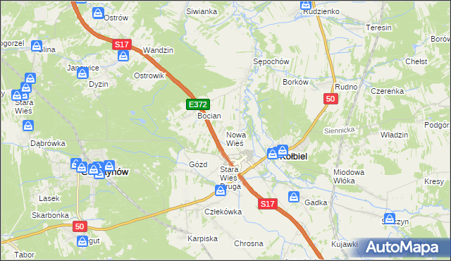 mapa Nowa Wieś gmina Kołbiel, Nowa Wieś gmina Kołbiel na mapie Targeo