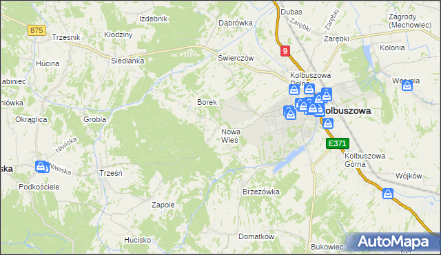 mapa Nowa Wieś gmina Kolbuszowa, Nowa Wieś gmina Kolbuszowa na mapie Targeo