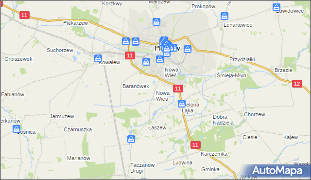 mapa Nowa Wieś gmina Pleszew, Nowa Wieś gmina Pleszew na mapie Targeo