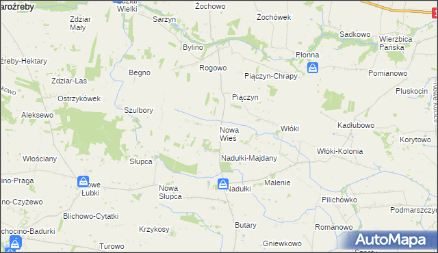 mapa Nowa Wieś gmina Staroźreby, Nowa Wieś gmina Staroźreby na mapie Targeo