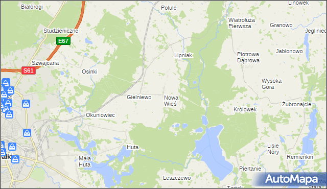 mapa Nowa Wieś gmina Suwałki, Nowa Wieś gmina Suwałki na mapie Targeo
