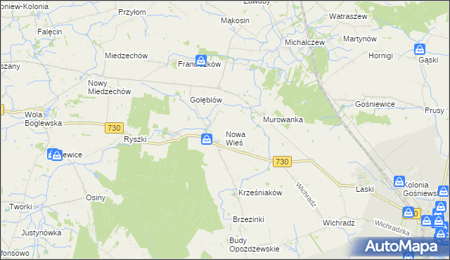 mapa Nowa Wieś gmina Warka, Nowa Wieś gmina Warka na mapie Targeo