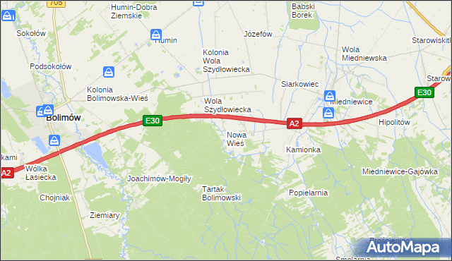 mapa Nowa Wieś gmina Wiskitki, Nowa Wieś gmina Wiskitki na mapie Targeo