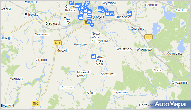 mapa Nowa Wieś Mała gmina Kętrzyn, Nowa Wieś Mała gmina Kętrzyn na mapie Targeo