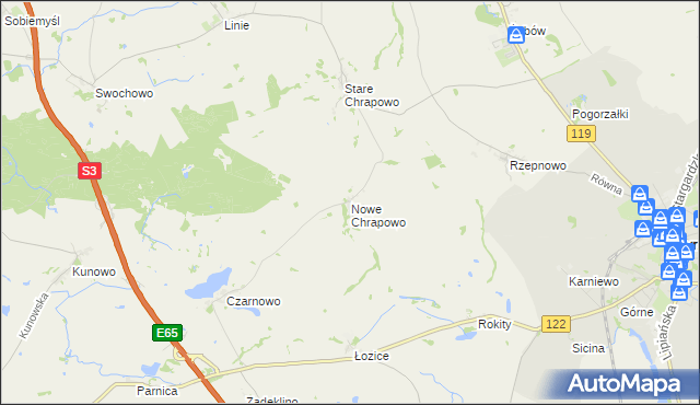 mapa Nowe Chrapowo, Nowe Chrapowo na mapie Targeo