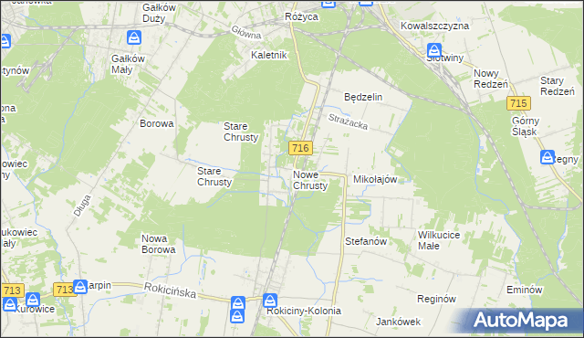 mapa Nowe Chrusty, Nowe Chrusty na mapie Targeo