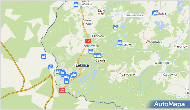 mapa Nowe Czaple gmina Trzebiel, Nowe Czaple gmina Trzebiel na mapie Targeo