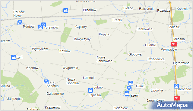 mapa Nowe Jankowice gmina Krośniewice, Nowe Jankowice gmina Krośniewice na mapie Targeo