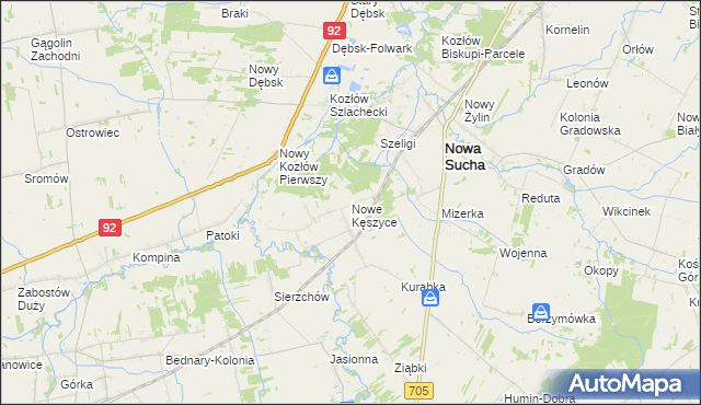 mapa Nowe Kęszyce, Nowe Kęszyce na mapie Targeo