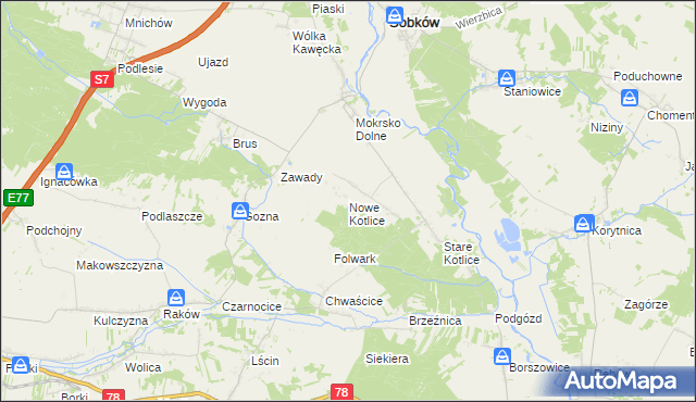 mapa Nowe Kotlice, Nowe Kotlice na mapie Targeo