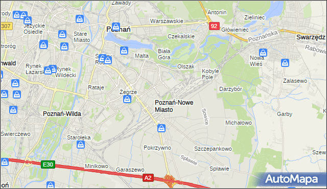 mapa Nowe Miasto gmina Poznań, Nowe Miasto gmina Poznań na mapie Targeo