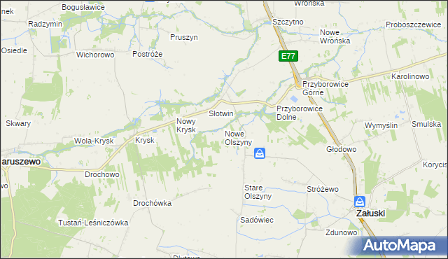 mapa Nowe Olszyny, Nowe Olszyny na mapie Targeo