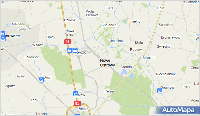 mapa Nowe Ostrowy, Nowe Ostrowy na mapie Targeo