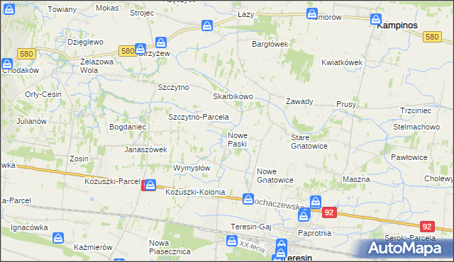 mapa Nowe Paski, Nowe Paski na mapie Targeo