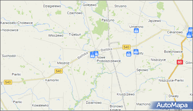 mapa Nowe Proboszczewice, Nowe Proboszczewice na mapie Targeo