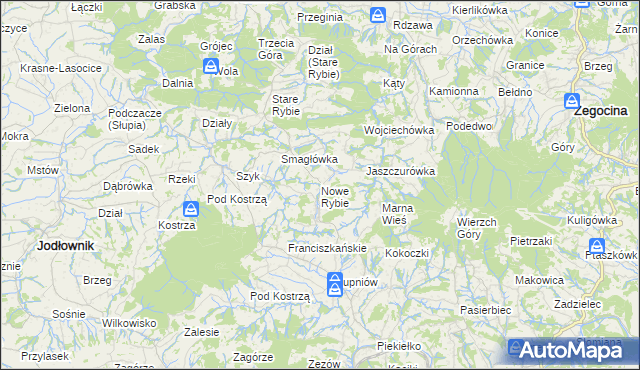 mapa Nowe Rybie, Nowe Rybie na mapie Targeo