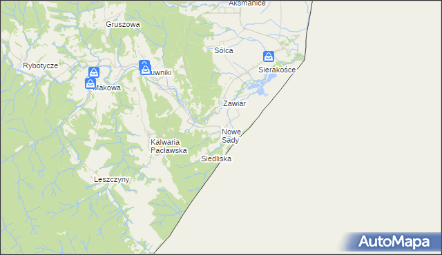 mapa Nowe Sady gmina Fredropol, Nowe Sady gmina Fredropol na mapie Targeo