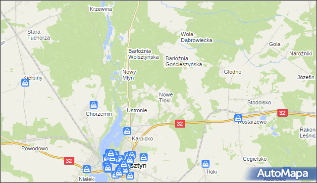 mapa Nowe Tłoki, Nowe Tłoki na mapie Targeo