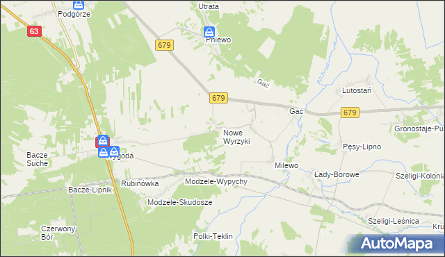 mapa Nowe Wyrzyki, Nowe Wyrzyki na mapie Targeo