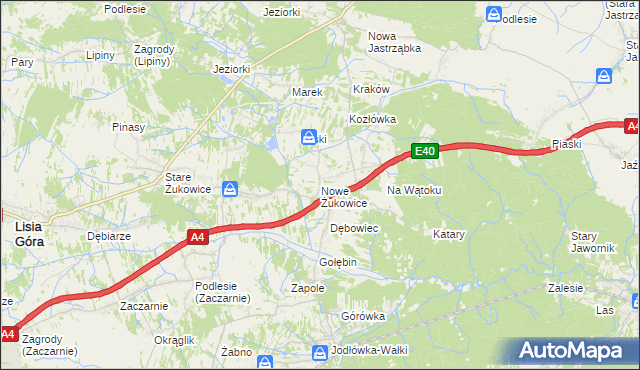 mapa Nowe Żukowice, Nowe Żukowice na mapie Targeo