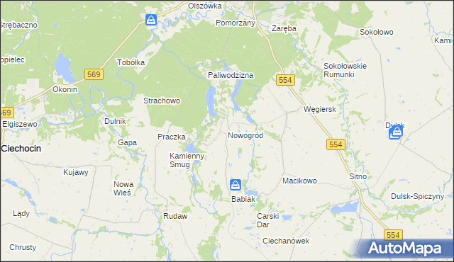 mapa Nowogród gmina Golub-Dobrzyń, Nowogród gmina Golub-Dobrzyń na mapie Targeo