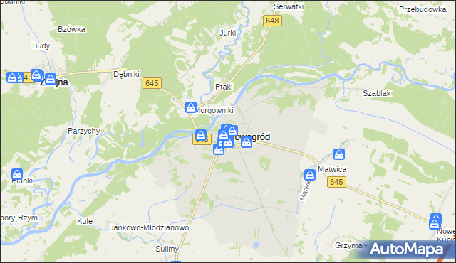mapa Nowogród powiat łomżyński, Nowogród powiat łomżyński na mapie Targeo