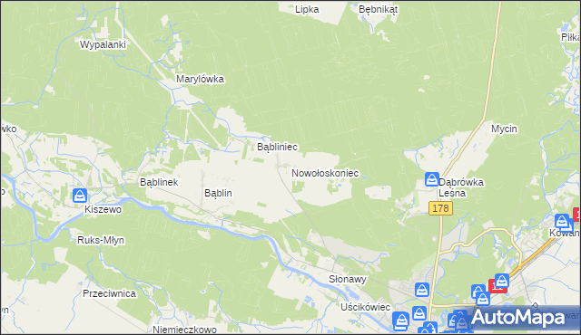 mapa Nowołoskoniec, Nowołoskoniec na mapie Targeo