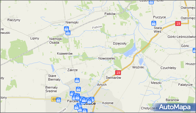 mapa Nowosielec gmina Łosice, Nowosielec gmina Łosice na mapie Targeo