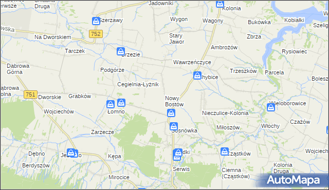 mapa Nowy Bostów, Nowy Bostów na mapie Targeo