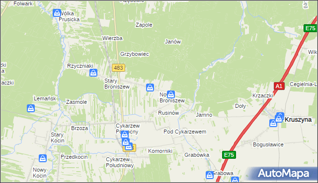 mapa Nowy Broniszew, Nowy Broniszew na mapie Targeo