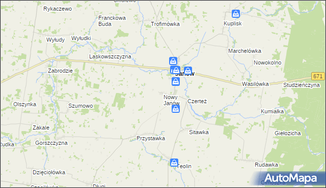 mapa Nowy Janów gmina Janów, Nowy Janów gmina Janów na mapie Targeo