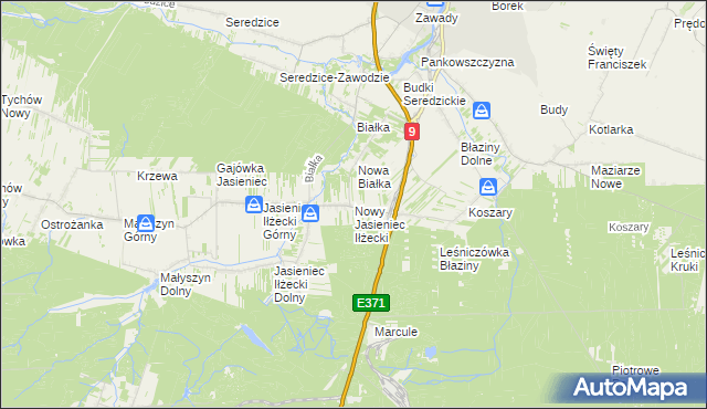 mapa Nowy Jasieniec Iłżecki, Nowy Jasieniec Iłżecki na mapie Targeo