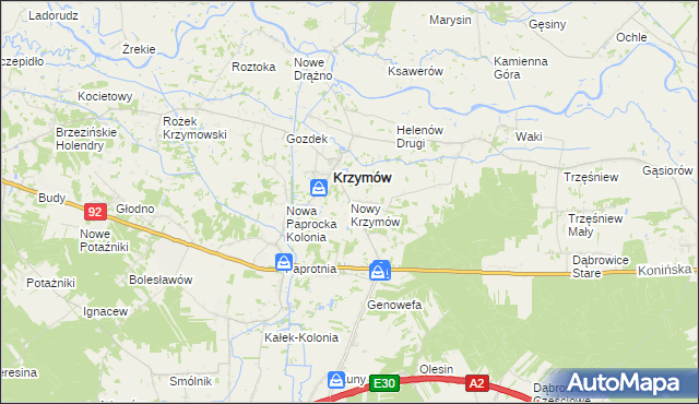 mapa Nowy Krzymów, Nowy Krzymów na mapie Targeo