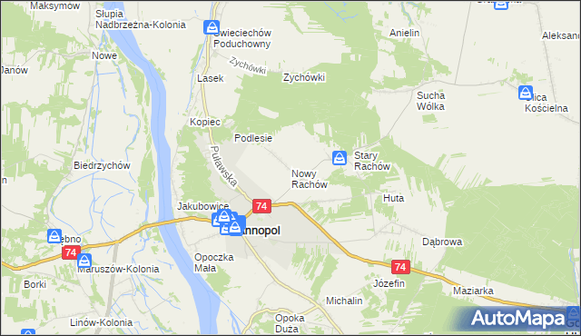 mapa Nowy Rachów, Nowy Rachów na mapie Targeo