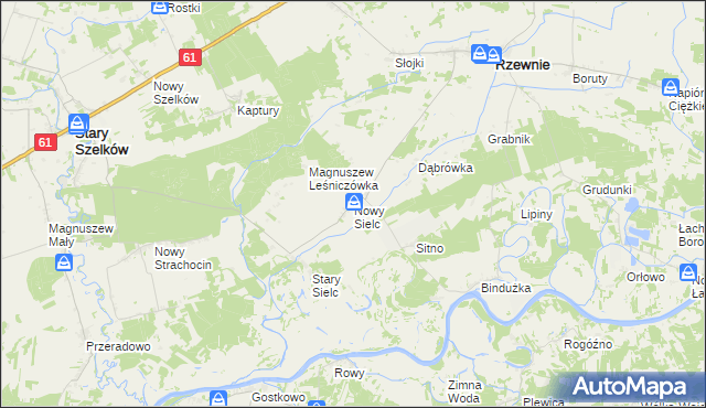 mapa Nowy Sielc gmina Rzewnie, Nowy Sielc gmina Rzewnie na mapie Targeo