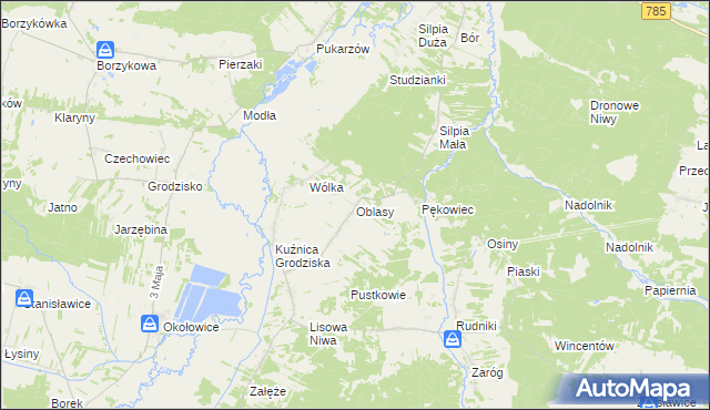 mapa Oblasy gmina Koniecpol, Oblasy gmina Koniecpol na mapie Targeo