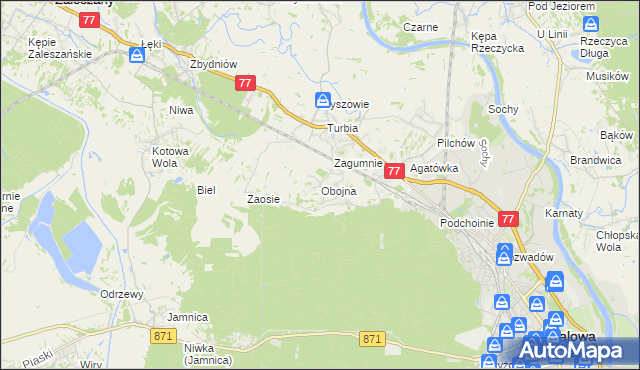 mapa Obojna, Obojna na mapie Targeo