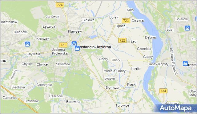 mapa Obory gmina Konstancin-Jeziorna, Obory gmina Konstancin-Jeziorna na mapie Targeo