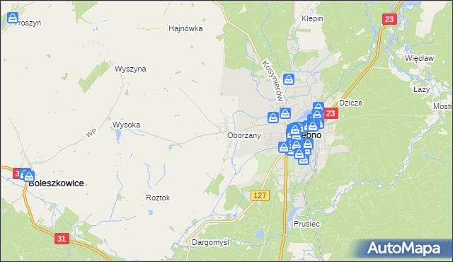 mapa Oborzany, Oborzany na mapie Targeo