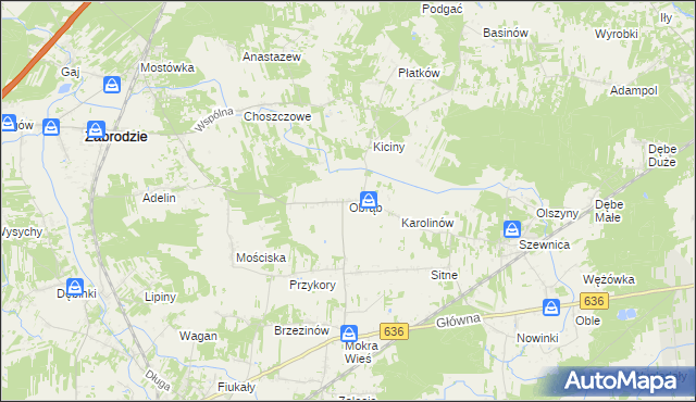 mapa Obrąb gmina Zabrodzie, Obrąb gmina Zabrodzie na mapie Targeo