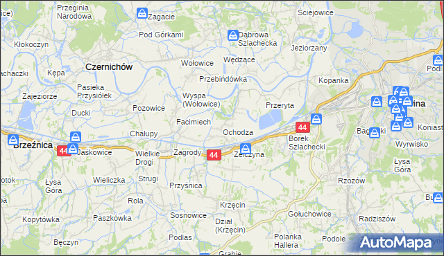 mapa Ochodza gmina Skawina, Ochodza gmina Skawina na mapie Targeo