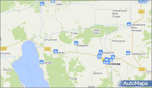 mapa Odargowo gmina Krokowa, Odargowo gmina Krokowa na mapie Targeo