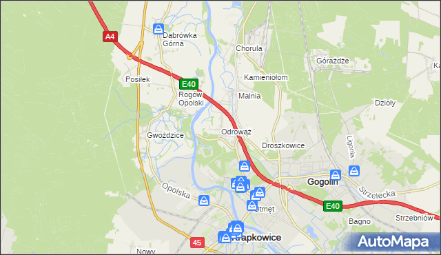 mapa Odrowąż gmina Gogolin, Odrowąż gmina Gogolin na mapie Targeo