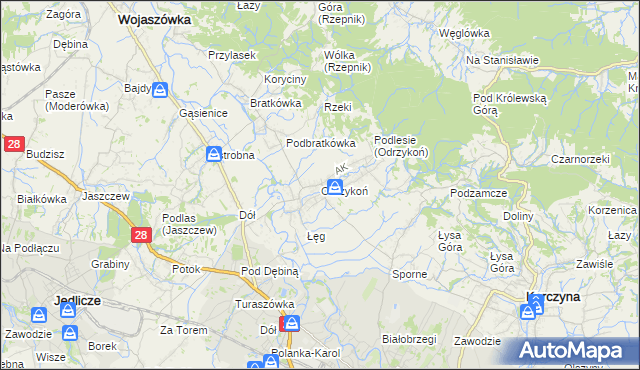 mapa Odrzykoń, Odrzykoń na mapie Targeo