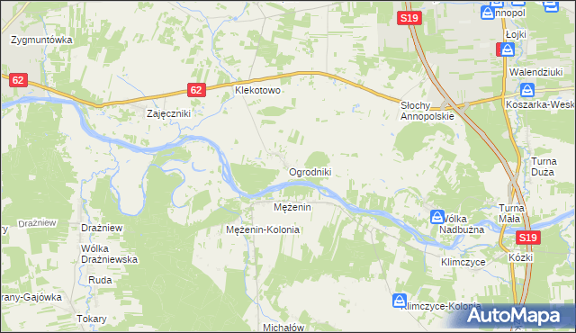 mapa Ogrodniki gmina Siemiatycze, Ogrodniki gmina Siemiatycze na mapie Targeo