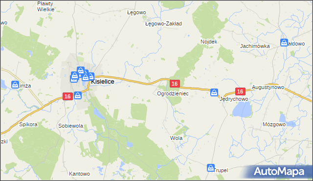 mapa Ogrodzieniec gmina Kisielice, Ogrodzieniec gmina Kisielice na mapie Targeo