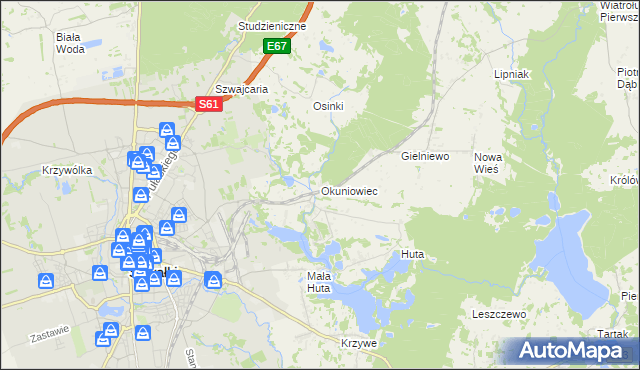 mapa Okuniowiec, Okuniowiec na mapie Targeo