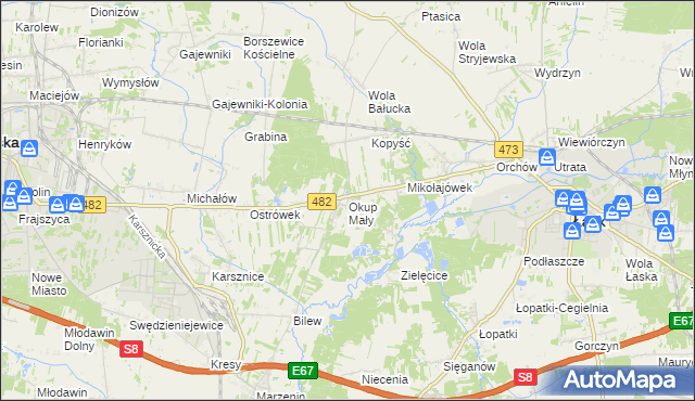 mapa Okup Mały, Okup Mały na mapie Targeo