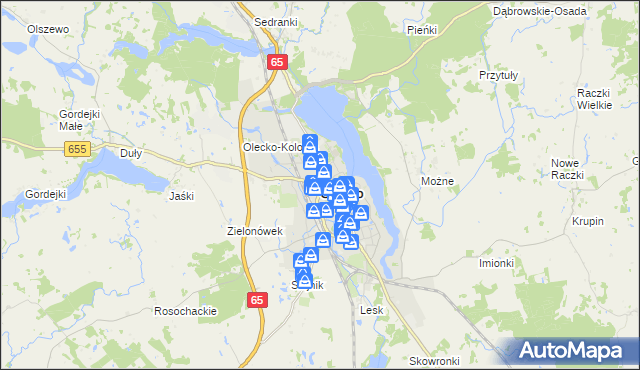 mapa Olecko, Olecko na mapie Targeo