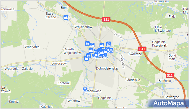 mapa Olesno, Olesno na mapie Targeo